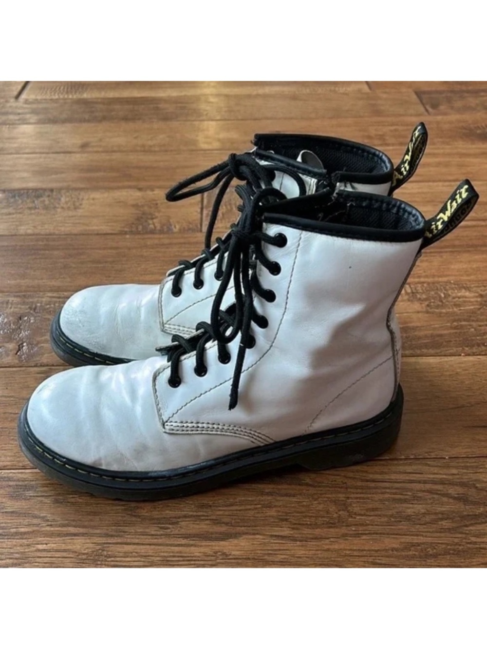 Dr. Martens Docs 1460 8 Eye Lace Up Boots White Leather Inside Zip Womens Size 6 - Picture 8 of 11